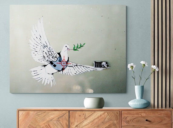 Banksy Armored Peace Dove Art Canvas, Banksy Street Art,famous