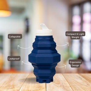 Bottiglia d&#39;acqua Borraccia da viaggio riutilizzabile Borraccia da viaggio in silicone per bambini per l&#39;escursionismo Borraccia da esterno Pieghevole per tornare a scuola borraccia