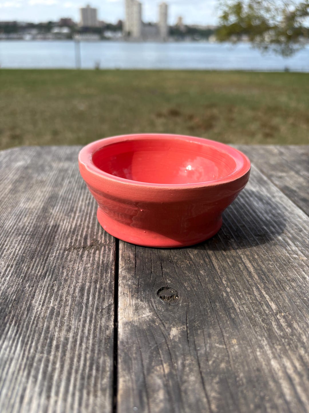 Handmade Pottery Trinket Bowl: Bright Coral Ring Dish for Keys, Jewelry ...