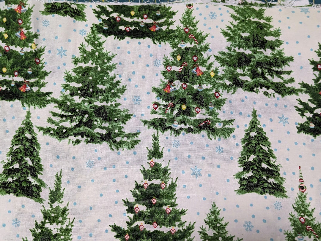 Christmas Tree Cotton Fabric by the YARD Etsy