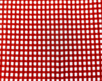 Red Gingham Printed Cotton Fabric 1/4 Inch 2-1/2 Yards by 44 Inches Wide New!