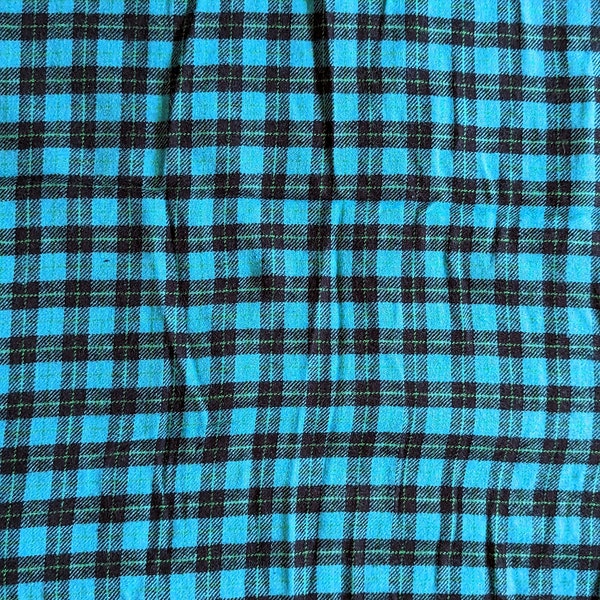 Teal and Black 2-Tone Plaid Flannel Fabric  1 Yard