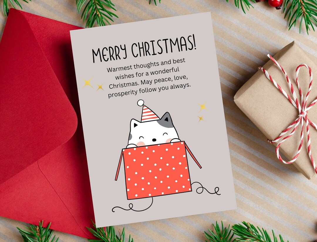Merry Christmas Cats Card, Printable Christmas Card, Cats Owner Card ...