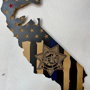 CHP California Highway Patrol State Thin Blue Line Flag- Wall Decor, Police, CDCR, Sheriff, Law Enforcement, Department of Fish & Wildlife