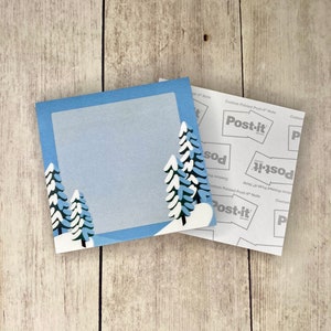 Snowy Trees Post-it Notes (50 pages) || Stationery, Office, School, Birthday Gift, Christmas, Winter