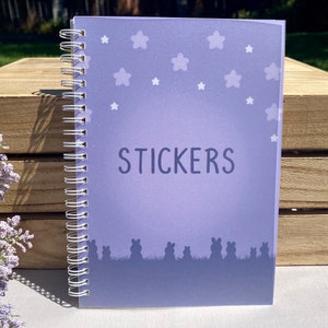 Stargazing Bunnies Cute Spiral-bound Reusable Sticker Book (100 pages / 50 sheets) || Stationery, Gift, Journal, Collection