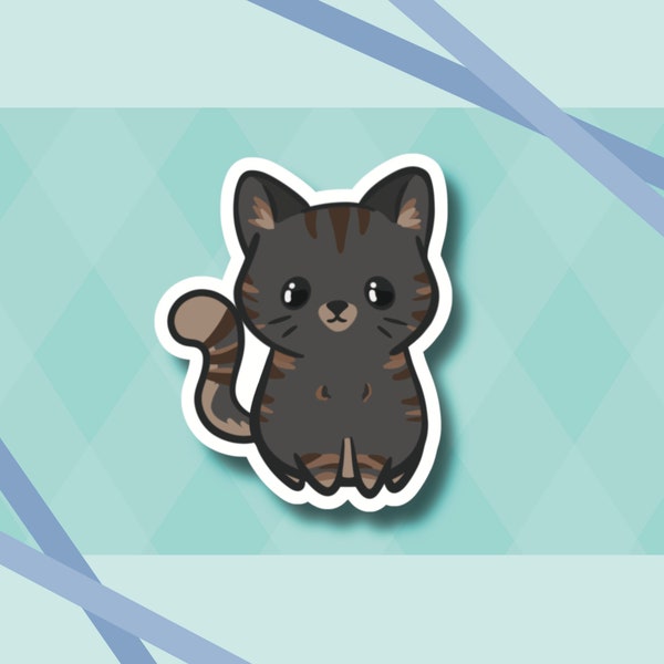 Gray Tabby Cat Shorthair Cute Vinyl Sticker || Gift, Collectable, Journal, Water bottle, Laptop