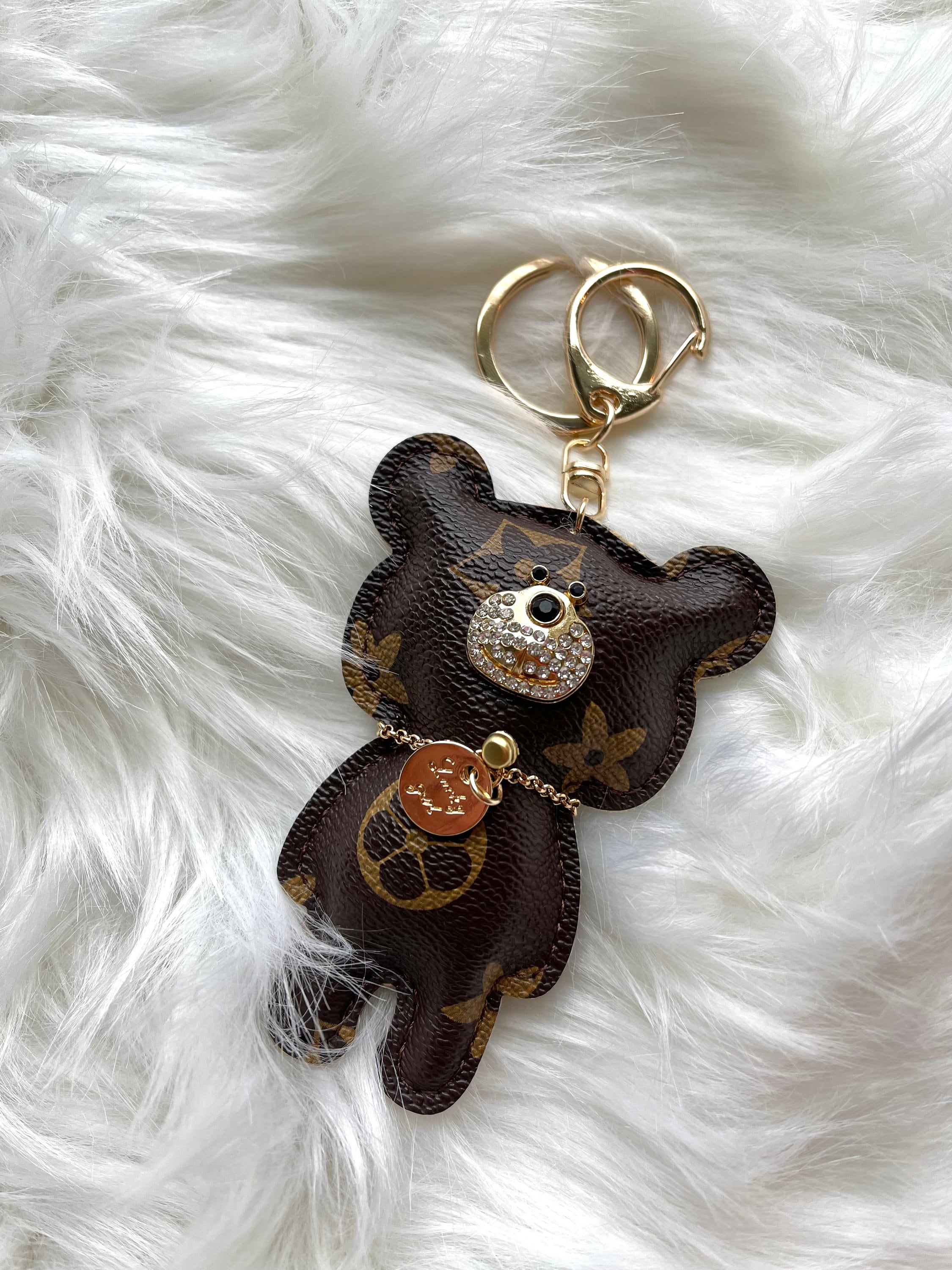 Real Leather Designer Bear Keychain For Men And Women Stylish Car