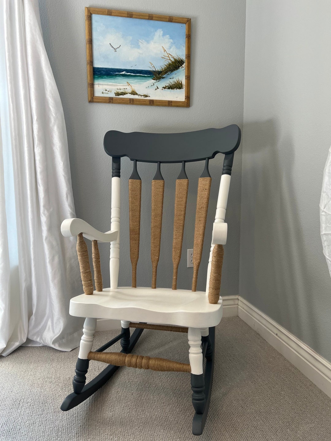 Refinished Oak Rocking Chair Etsy
