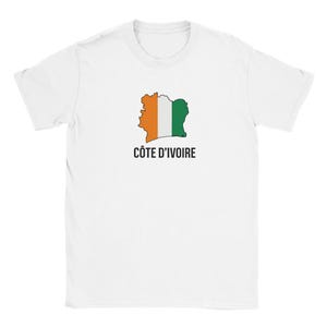 T-shirt Côte d'Ivoire – Design Carte & Drapeau ivoirien | Unisexe | Spécial CAN 2025 | Fierté Africaine|Blanc