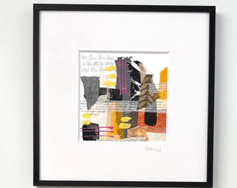 Original Abstract Mixed Media Collage, Wall Art, Home Decor 10 x 10