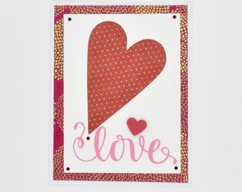 Handmade Valentines Day Heart Card, Swarovski Crystals