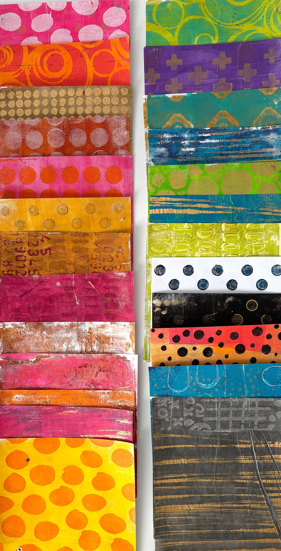 Hand Painted Collage Sheets, Hand Painted Collage Papers, Mixed Media