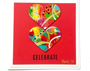 Hand Painted Card, Heart Card, All Occasion Card, Graffiti Card, Street Art, Modern Art Card, Card for Her, Card for Teen, Birthday Card