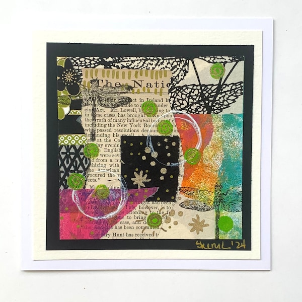 Birthday Card, Handmade Card, All Occasion Card, Blank Card, Mixed Media Collage, Original Art, Abstract Art Card, Handmade Note Card