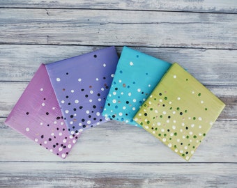 Colorful Dotted Ceramic Tile Coasters - Set of 4 Hand Painted Tiles with Cork Backing