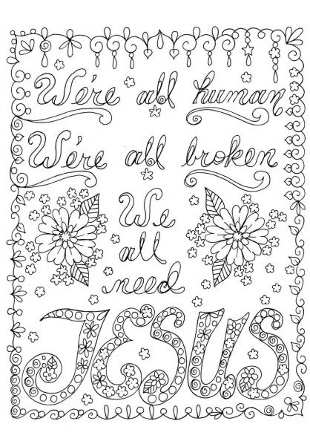 We All Need Jesus Bible Verse Coloring Pages for Adults - Etsy