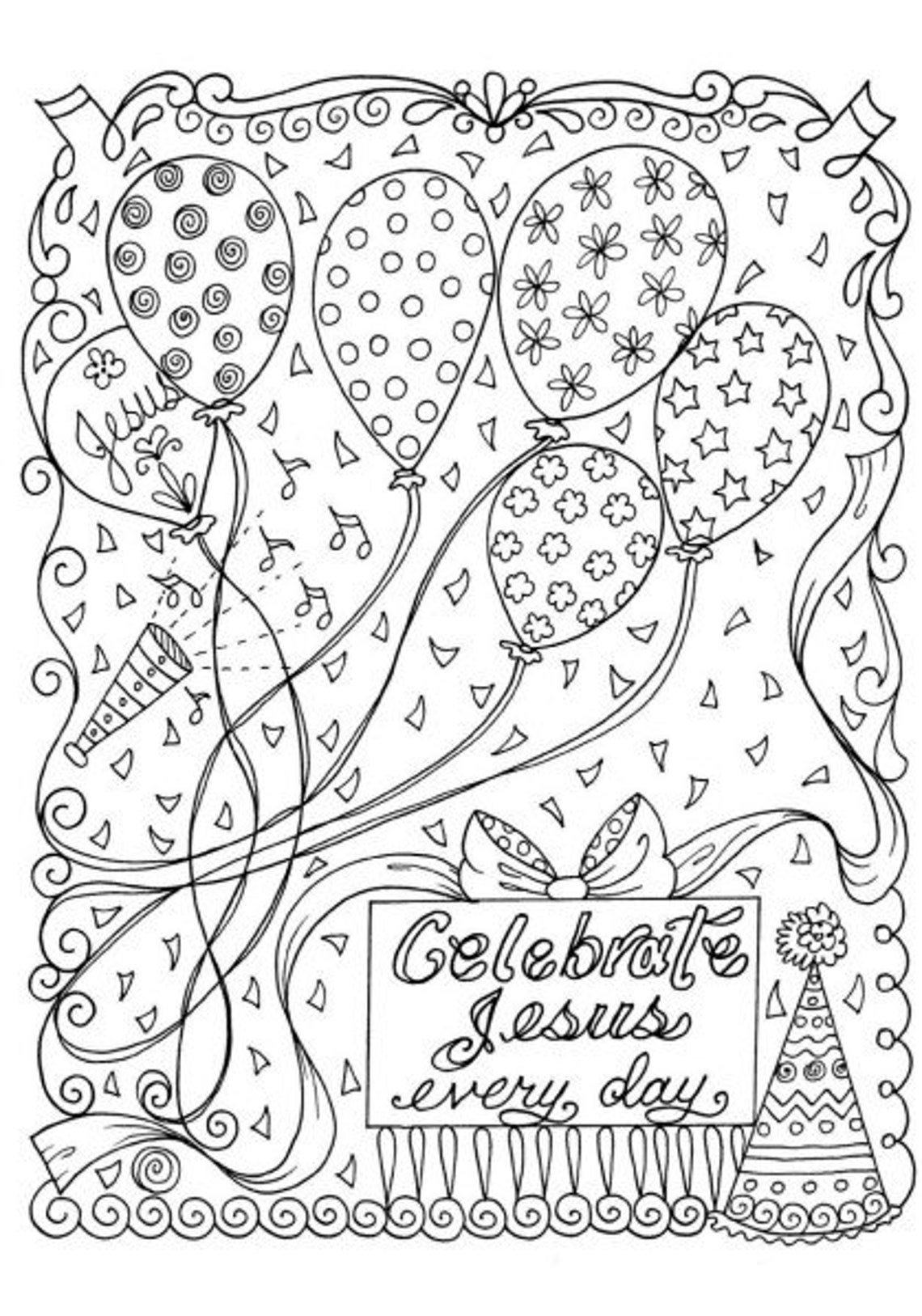 Celebrate Jesus Everyday bible Theme Coloring Page Inspirational Adult