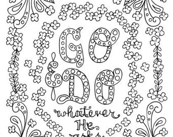 Go and Do Whatever He Asks You "Bible Verse Coloring Page | Inspirational Adult and Kids Art | Digital Download"