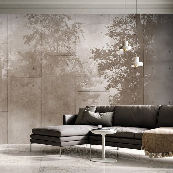 Concrete Wallpaper, Industrial Peel and Stick Minimal Wall Mural, Cement Self Adhesive Wallpaper