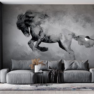 Horse Wallpaper, Horse Art Peel and Stick Wall Mural, Animal Self Adhesive Removable Wallpaper