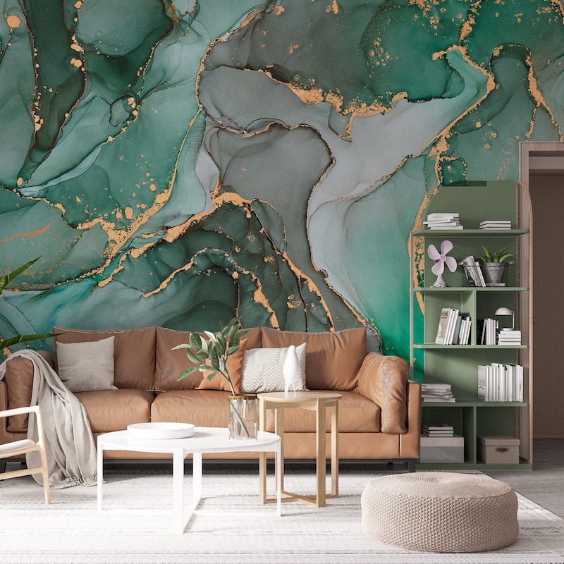 Green Marble Wallpaper - Etsy