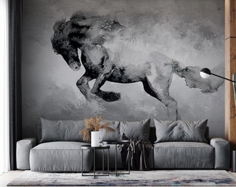 Horse Art, Peel and Stick, Wallpaper Mural, Removable Animal, Wall Decor