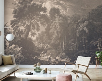Tapeta Vintage Forest, fototapeta w stylu retro, samoprzylepna tapeta w starym stylu grunge