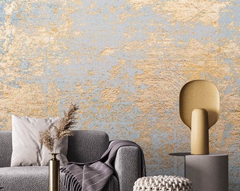 Venetian Stucco Cement Wallpaper, Peel and Stick Gold Texture Wall Mural, Concrete Grunge Removable Wallpaper