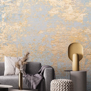 Venetian Stucco Cement Wallpaper, Peel and Stick Gold Texture Wall Mural, Concrete Grunge Removable Wallpaper