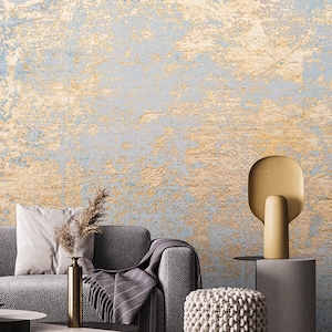 Venetian Stucco Cement Wallpaper, Peel and Stick Gold Texture Wall Mural, Concrete Grunge Removable Wallpaper