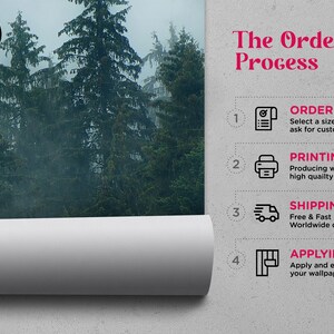 Misty Forest Wallpaper: Peel and Stick Foggy Trees Wall Mural - Etsy