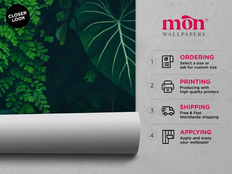 Tropical Leaf Wall Mural, Dark Jungle Peel and Stick Wallpaper - Etsy