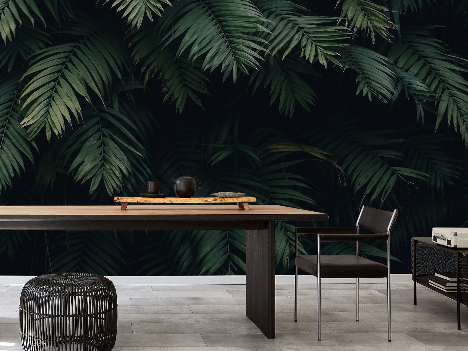 Tropical Leaf Wallpaper: Dark Jungle Peel and Stick Wall Mural - Etsy