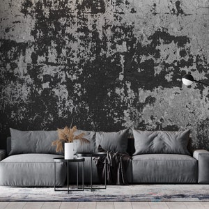 Zement Tapete, Beton schale und Stick Grunge Distressed Wandbild, Dunkelgrau Selbstklebende Tapete