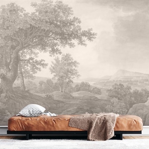 Vintage Landscape Peel and Stick Wallpaper - Removable Scenic Rural Design - Vintage Scenic Wallpaper