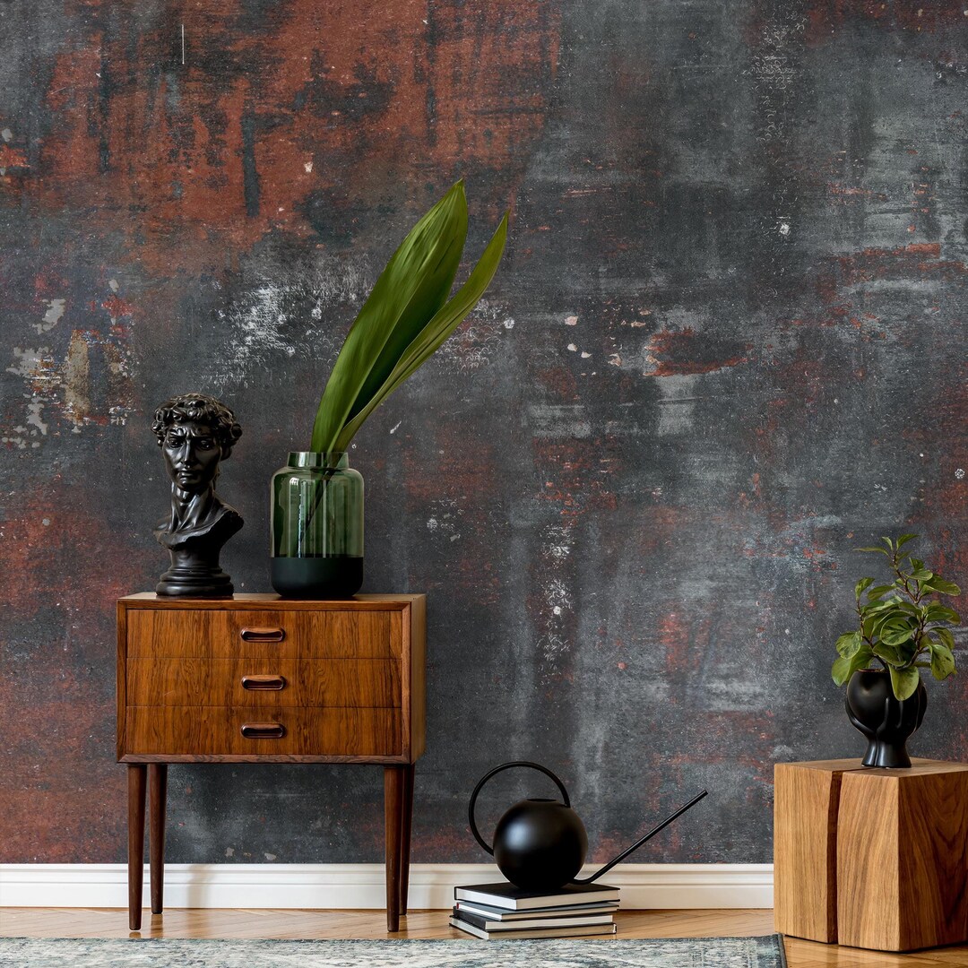 Dirty Metal Peel and Stick Wallpaper, Industrial Rusty Steel Self ...