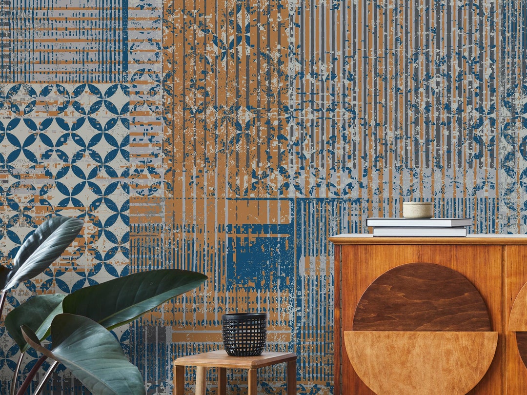 Distressed Boho Wallpaper: Texture Pattern Peel and Stick Wall Mural - Etsy