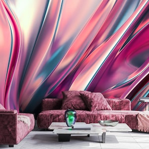 Carta da parati rosa, moderno murale rosa a buccia e bastone, carta da parati rimovibile autoadesiva rosa astratta