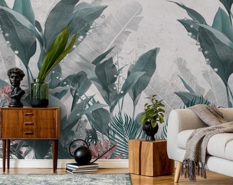 Tropical Leaves Wallpaper: Jungle Palm Tree Peel and Stick Mural