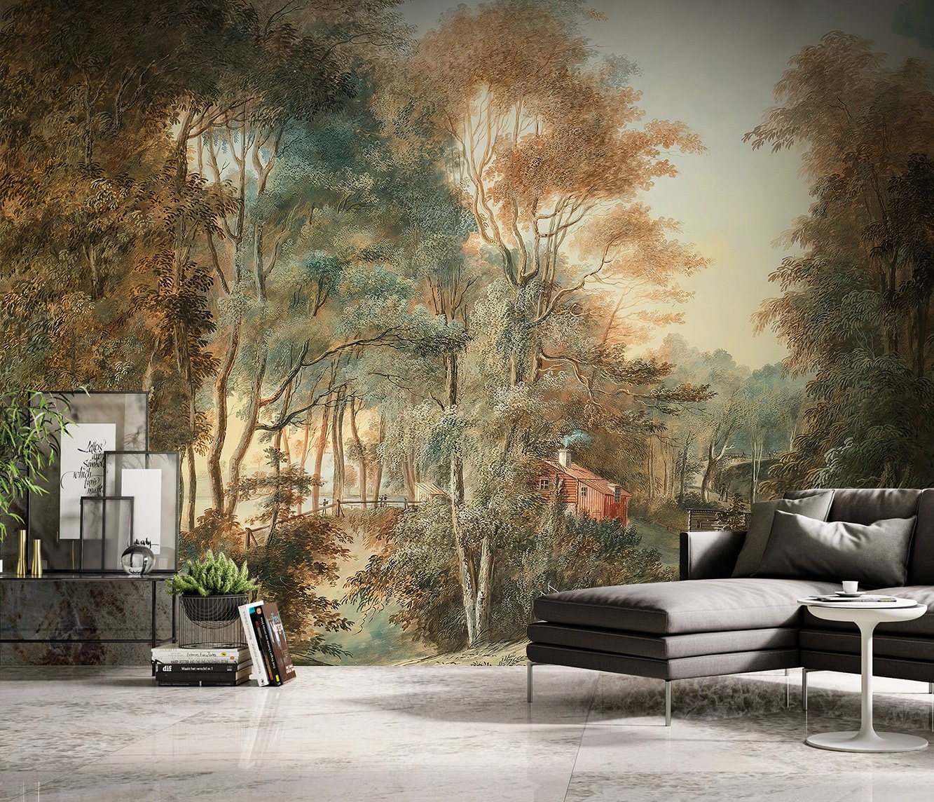 Oil Painting Landscape Wall Mural, Peel and Stick Wallpaper for a Large Wall  Decor, Vintage Decoration. LAN017 