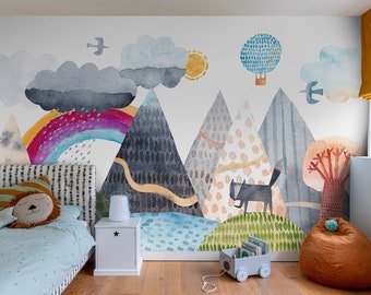 Mountains Peel and Stick Wallpaper: Kids Room Nature Mural