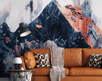 Abstract Mountain Wallpaper: Modern Art Peel and Stick Mural