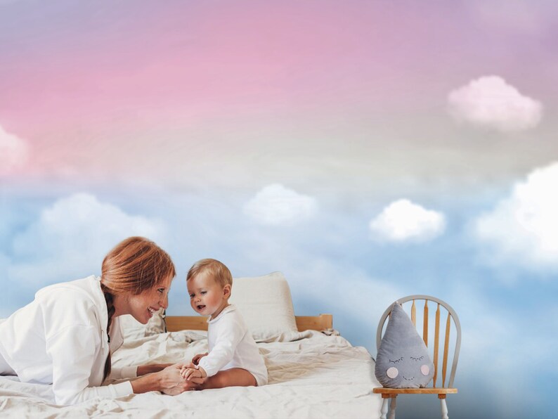 Clouds Kids Wallpaper: Sky Peel and Stick Nursery Wall Mural - Etsy