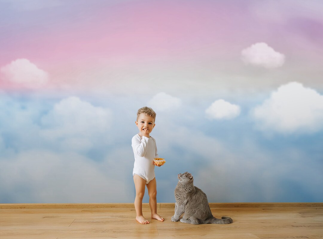 Clouds Kids Wallpaper: Sky Peel and Stick Nursery Wall Mural - Etsy