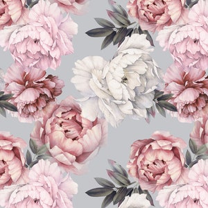 Pastel Peony Wallpaper Peel and Stick | Soft Watercolor Floral Wall ...