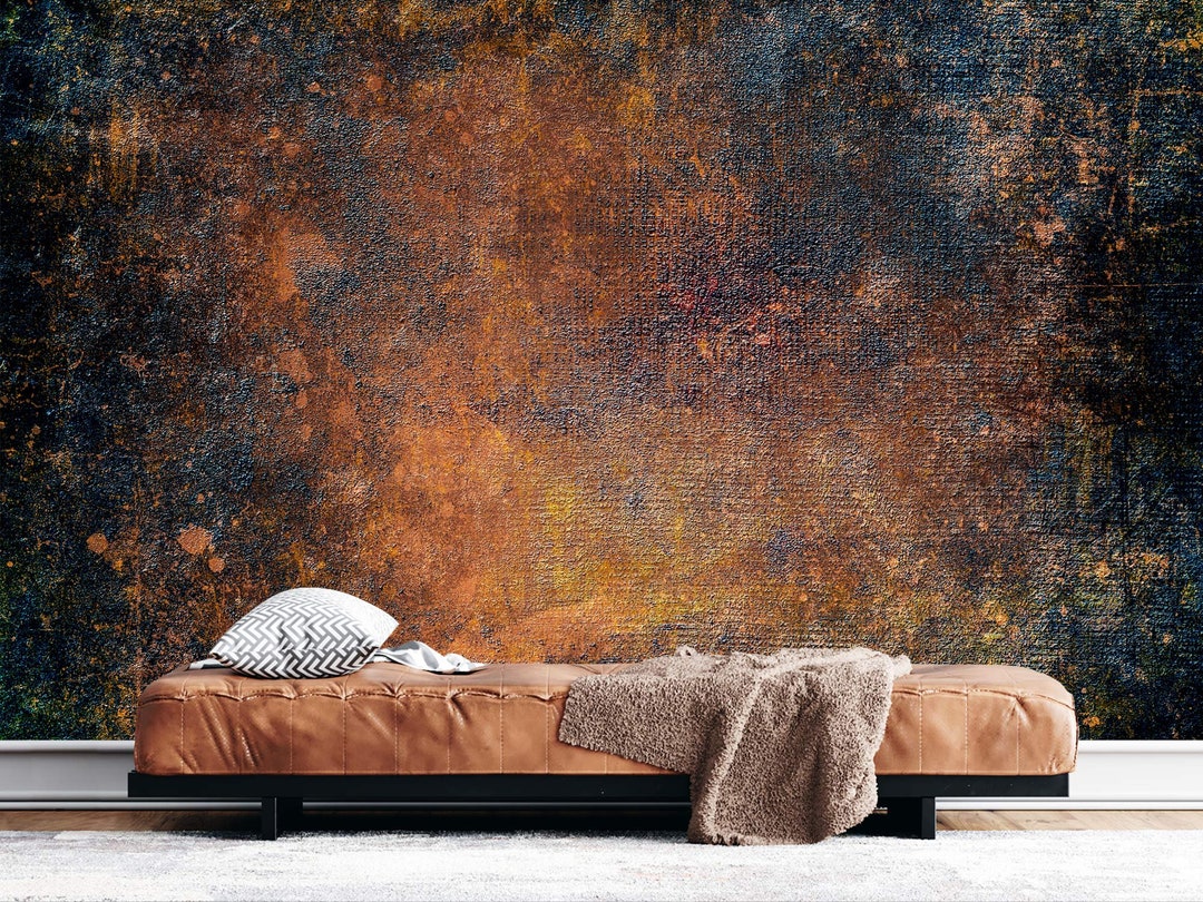 Vintage Grunge Stylish Distress Copper Wallpaper, Dark Brown