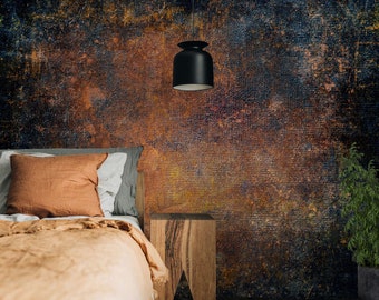 Grunge Copper Wallpaper, Dark Brown Black, Industrial Rustic Wall Mural
