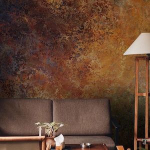 Rusty Copper Metal Wallpaper Peel and Stick Industrial Distress Wall