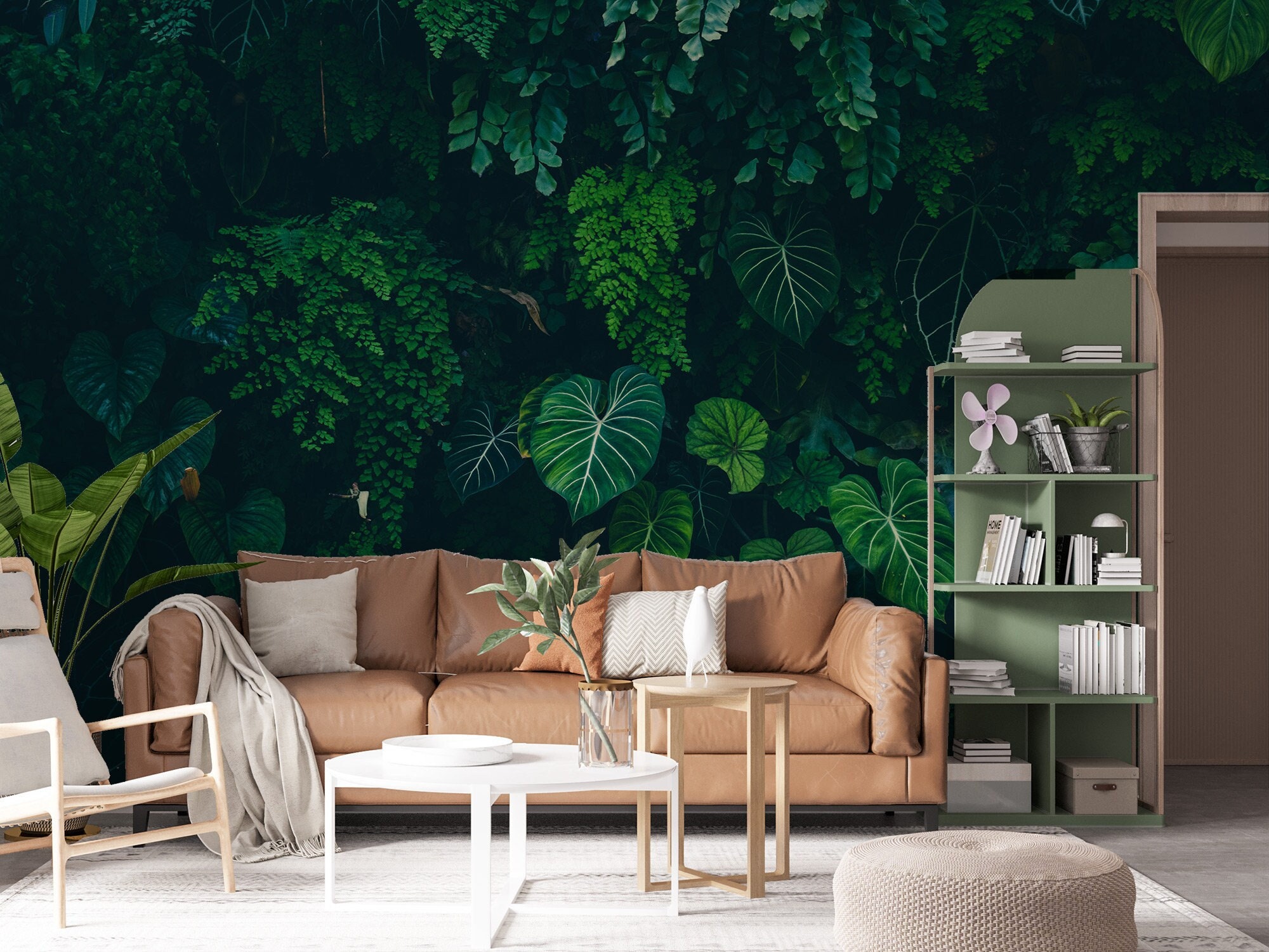 Tropical Leaf Wall Mural, Dark Jungle Peel and Stick Wallpaper - Etsy